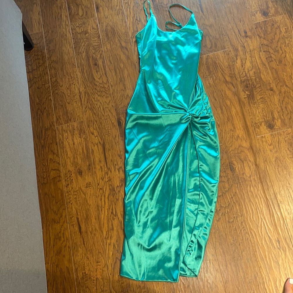 Turquoise semi-formal silky dress